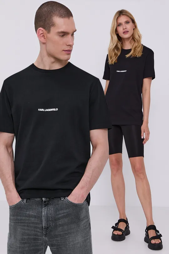 czarny Karl Lagerfeld T-shirt 211W1780.211U1700 Unisex