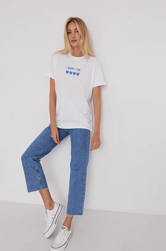 Pepe Jeans T-shirt bawełniany Pepemeup biały