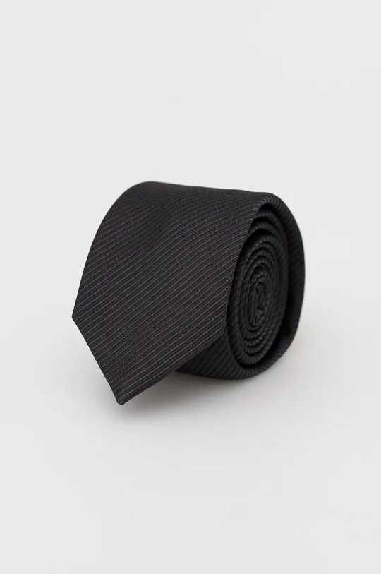 črna HUGO svilena kravata Moški
