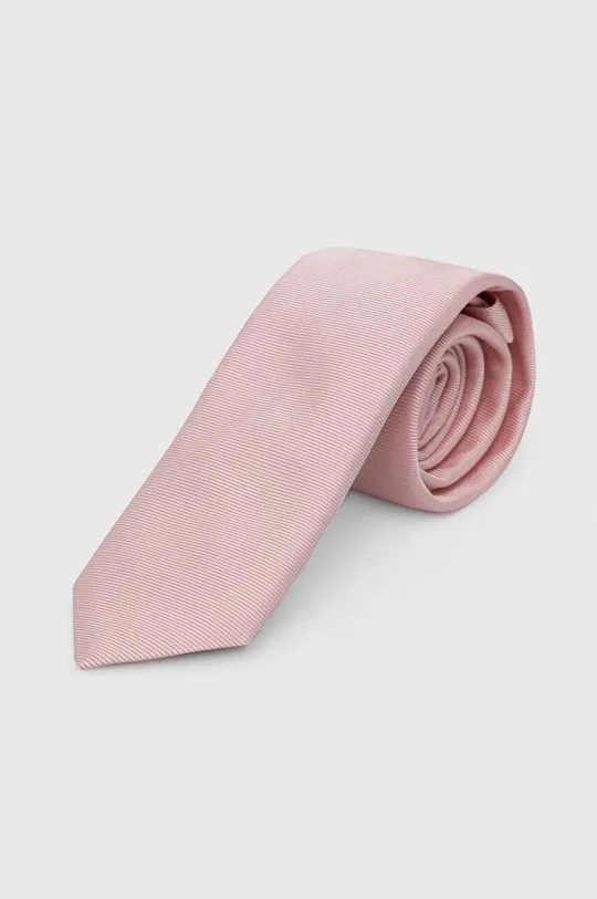 roza Svilena kravata HUGO Moški