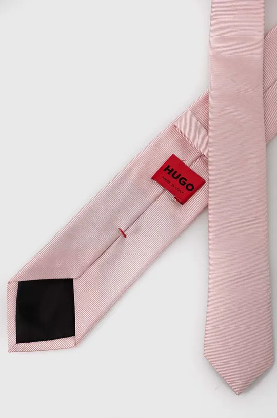 HUGO krawat jedwabny różowy