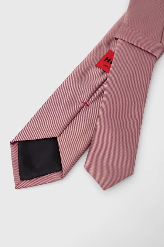 HUGO krawat jedwabny pastelowy różowy