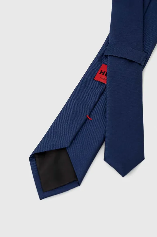 HUGO krawat jedwabny niebieski