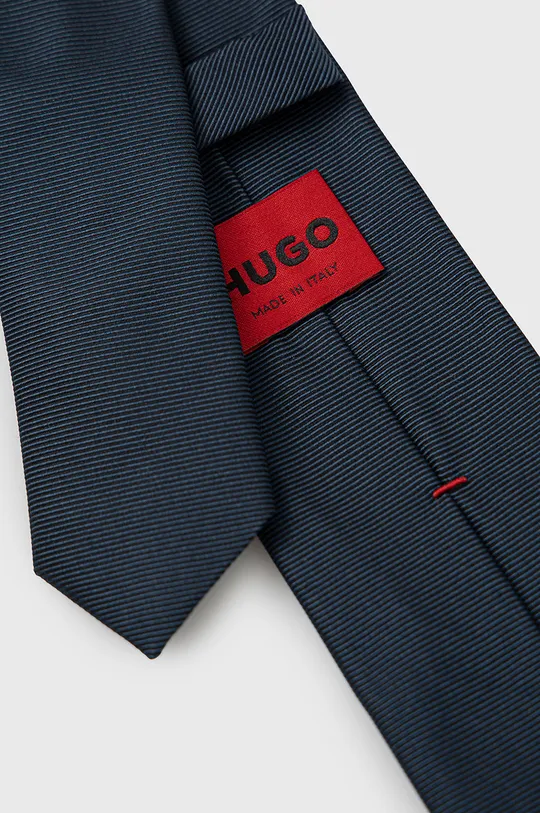 HUGO selyen nyakkendő sötétkék
