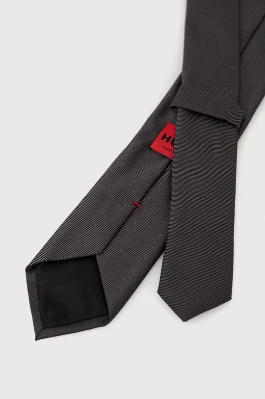 HUGO selyen nyakkendő szürke