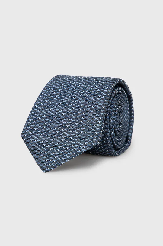 niebieski HUGO krawat z domieszką jedwabiu 50468221 Męski