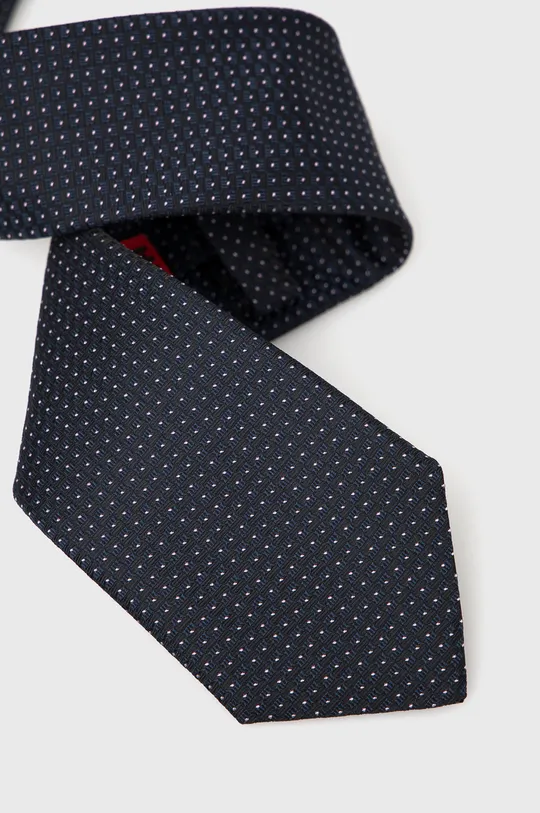 Краватка з домішкою шовку HUGO темно-синій