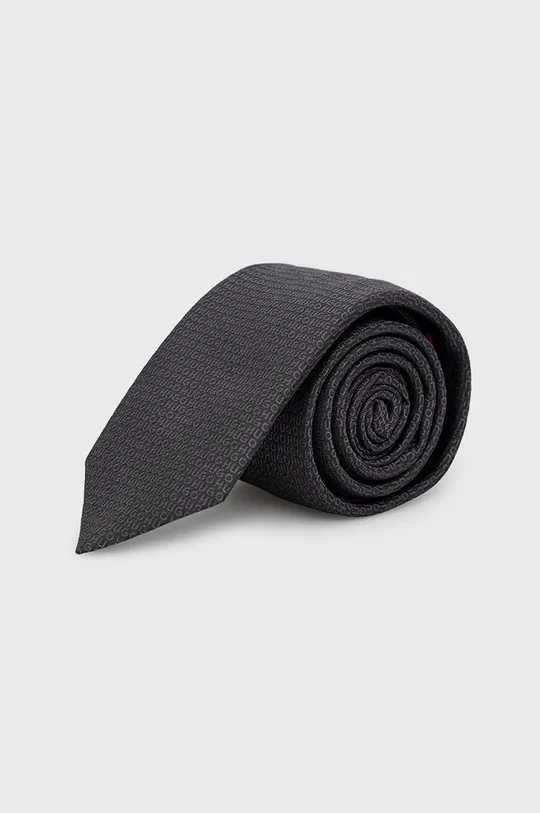 czarny HUGO krawat jedwabny 50468948 Męski