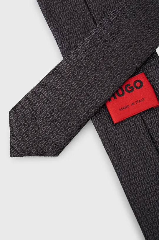 HUGO svilena kravata črna