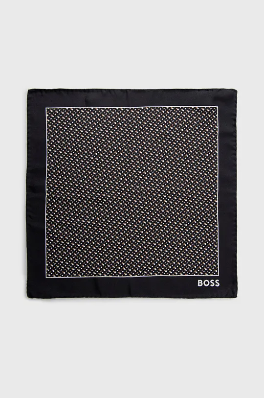 Μεταξωτό μαντήλι τσέπης BOSS μαύρο
