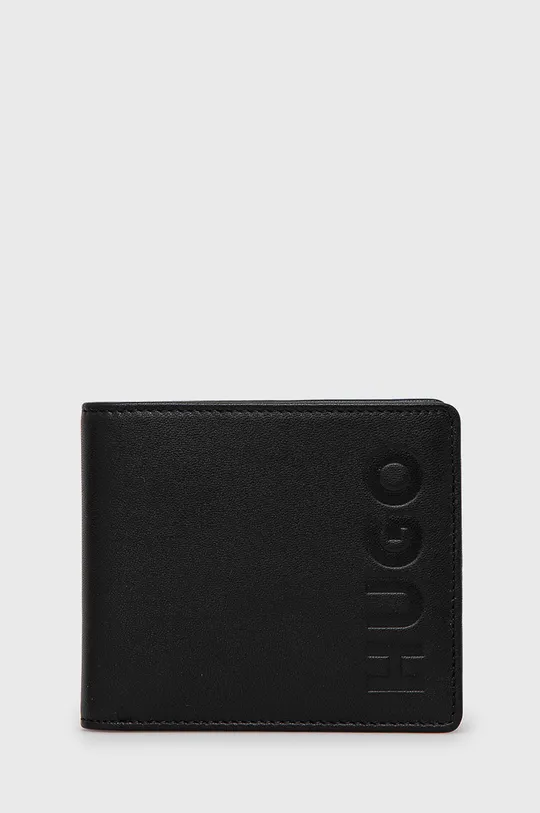 Кожаный кошелек + брелок HUGO чёрный