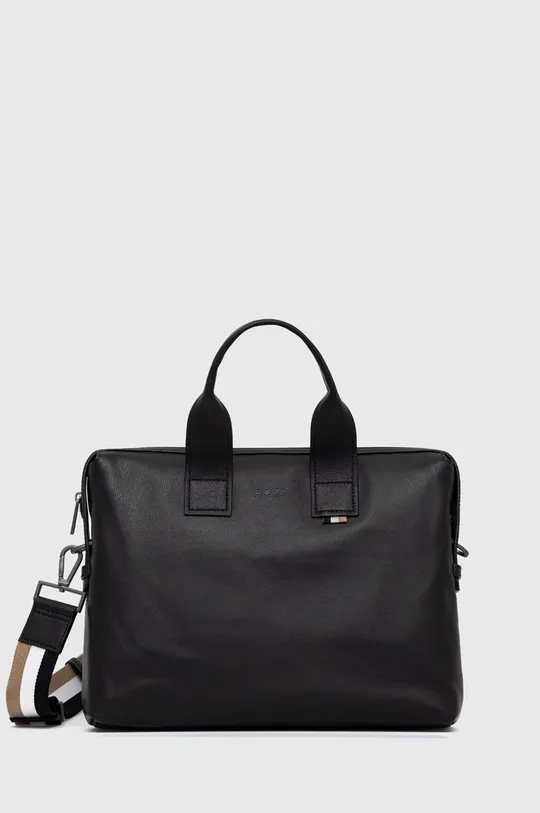 μαύρο Δερμάτινη τσάντα φορητού υπολογιστή BOSS Ανδρικά