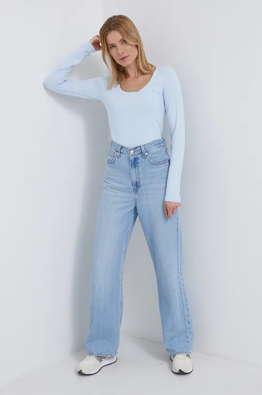 Tričko s dlhým rukávom Calvin Klein modrá