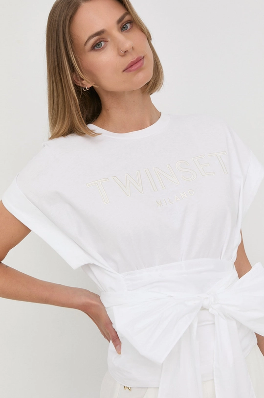 biały Twinset t-shirt bawełniany