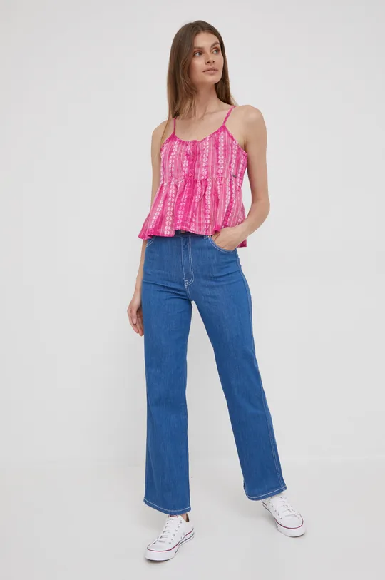 Βαμβακερή μπλούζα Pepe Jeans Pam ροζ
