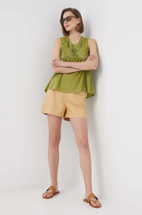 Хлопковая блузка Pepe Jeans Lisle зелёный