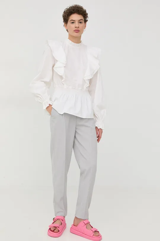 Βαμβακερή μπλούζα Bruuns Bazaar λευκό