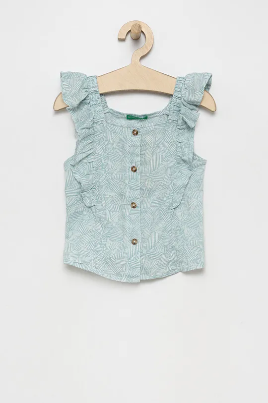 бірюзовий Льняна блузка United Colors of Benetton Для дівчаток