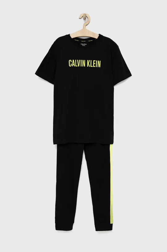 črna Calvin Klein Underwear bombažna pižama za otroke Fantovski