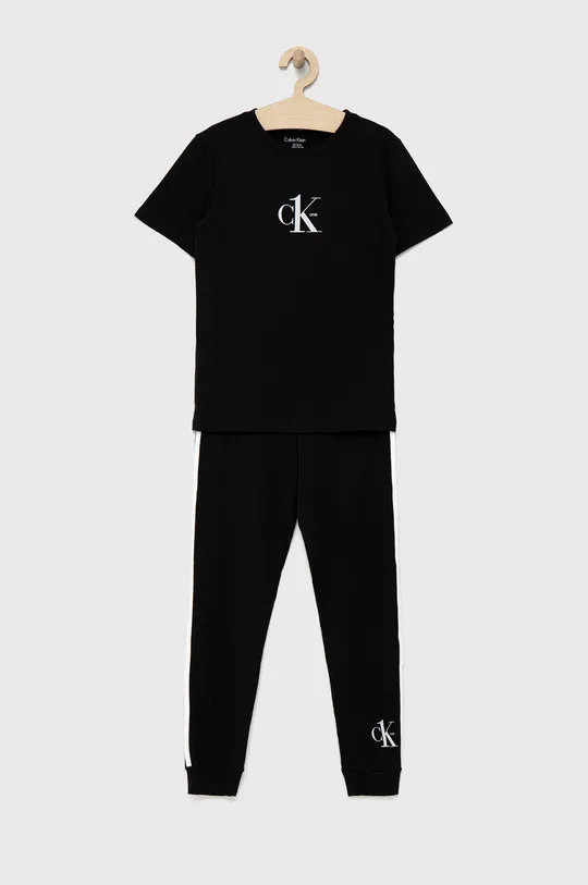 črna Calvin Klein Underwear bombažna pižama za otroke Fantovski