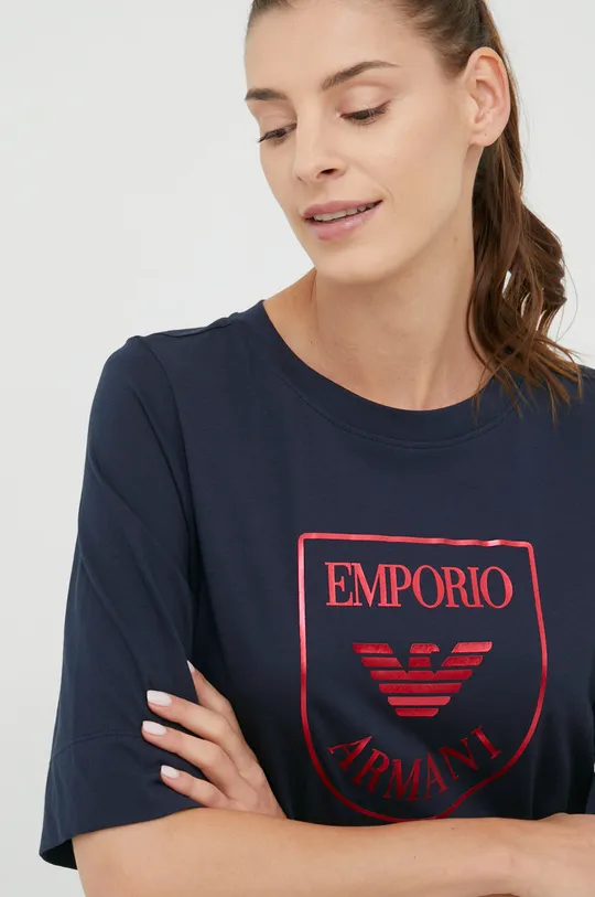 Bavlnená nočná košeľa Emporio Armani Underwear tmavomodrá