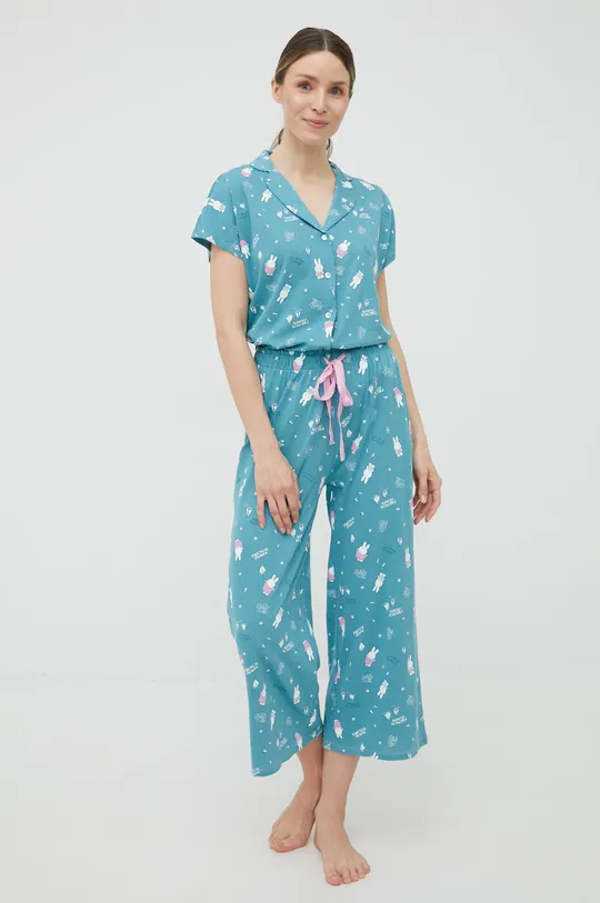 niebieski women'secret piżama bawełniana RIVIERA Damski