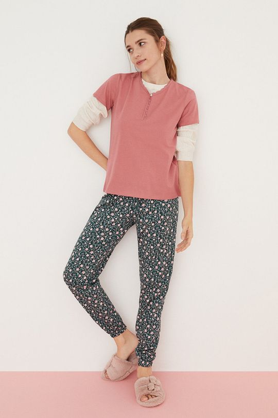 Bavlněné pyžamové tričko Women'secret pastelová