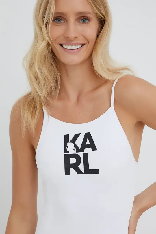 biały Karl Lagerfeld jednoczęściowy strój kąpielowy KL22WOP01