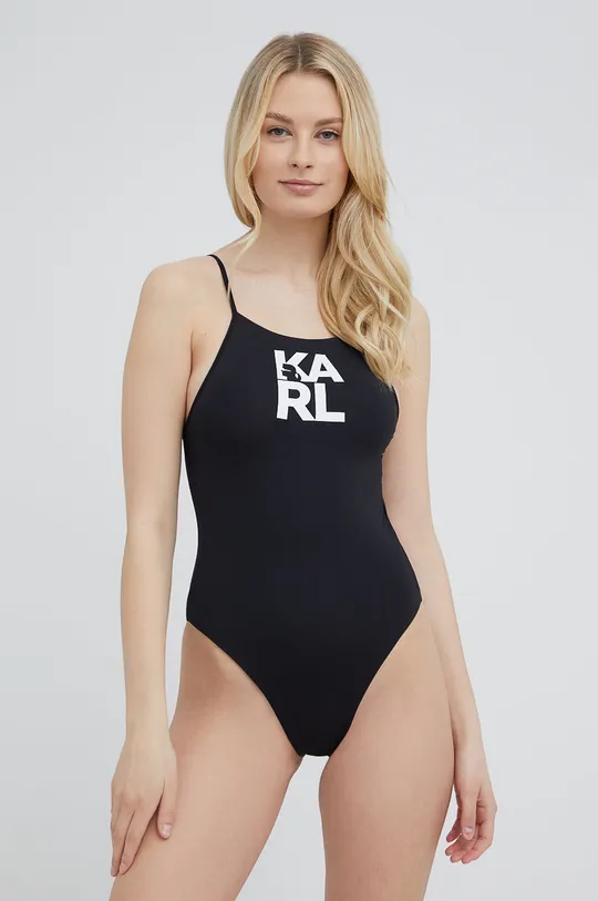 czarny Karl Lagerfeld jednoczęściowy strój kąpielowy KL22WOP01 Damski