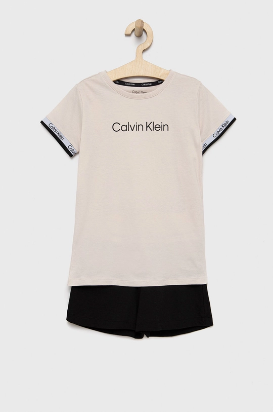 čierna Detské bavlnené pyžamo Calvin Klein Underwear Dievčenský