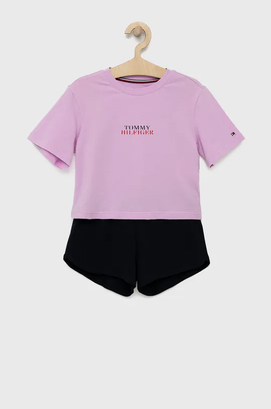 fioletowy Tommy Hilfiger piżama dziecięca Dziewczęcy