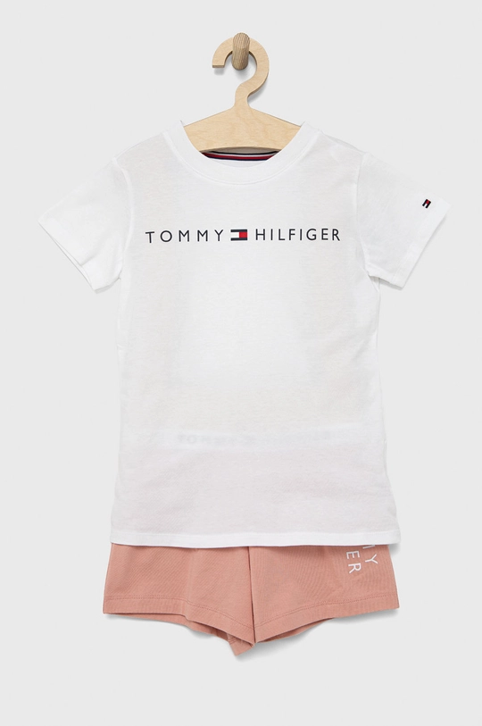 bijela Dječja pamučna pidžama Tommy Hilfiger Za djevojčice