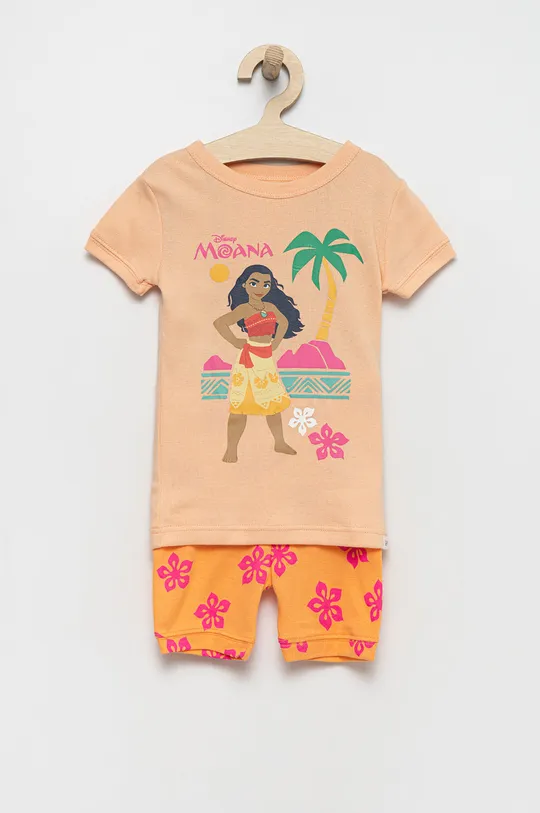 narančasta Dječja pamučna pidžama GAP Za djevojčice