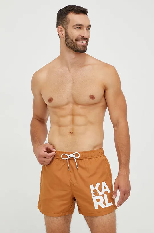 Karl Lagerfeld szorty kąpielowe brązowy