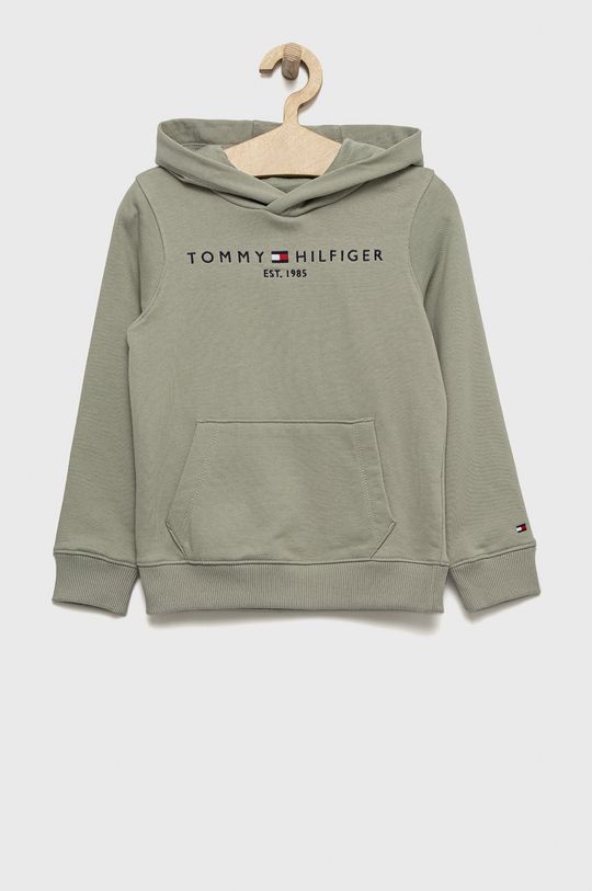 olivna Tommy Hilfiger bombažni pulover za otroke Fantovski