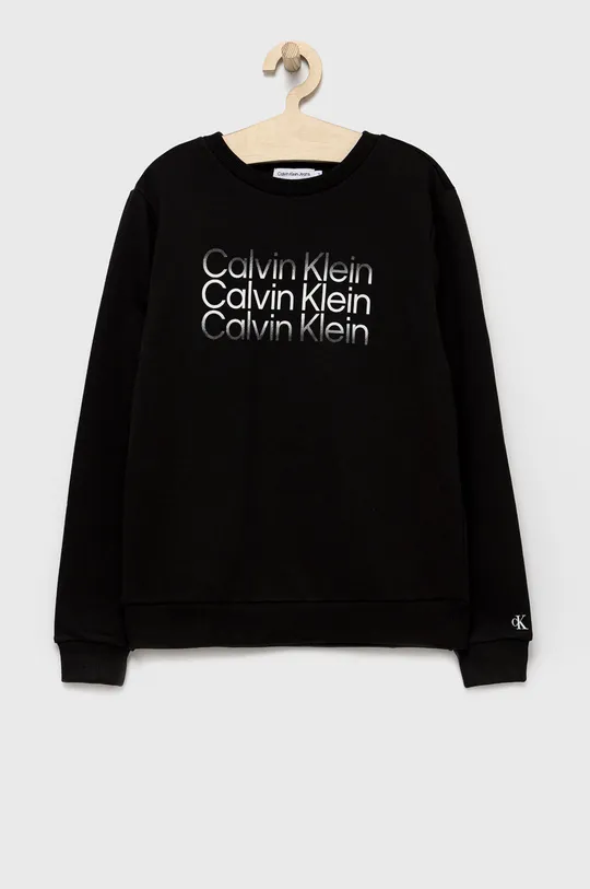 czarny Calvin Klein Jeans bluza bawełniana dziecięca Chłopięcy