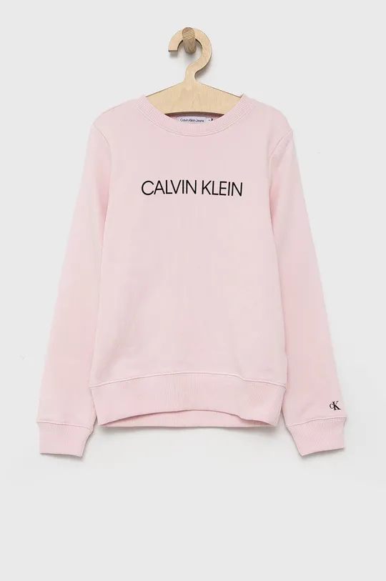 różowy Calvin Klein Jeans Bluza bawełniana dziecięca IU0IU00162.PPYY Chłopięcy