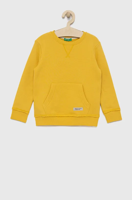 rumena United Colors of Benetton bombažni pulover za otroke Fantovski