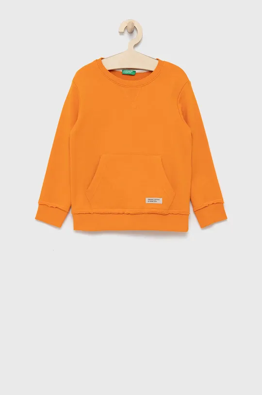 oranžna United Colors of Benetton bombažni pulover za otroke Fantovski