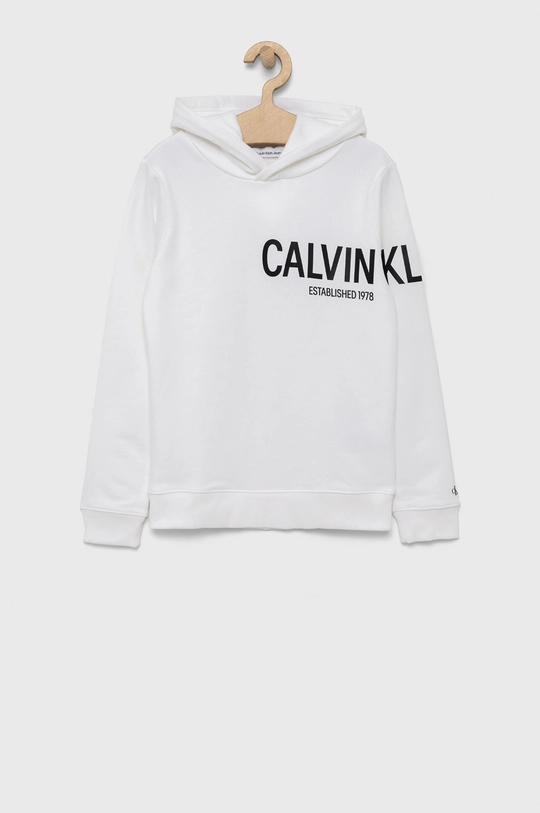 biela Detská bavlnená mikina Calvin Klein Jeans Chlapčenský