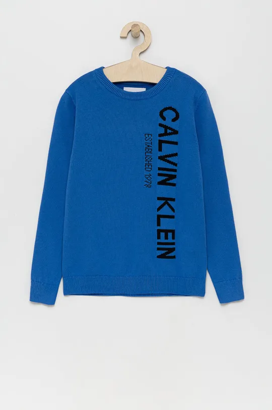 μπλε Παιδικό βαμβακερό πουλόβερ Calvin Klein Jeans Για αγόρια