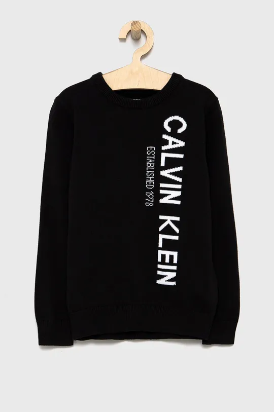μαύρο Παιδικό βαμβακερό πουλόβερ Calvin Klein Jeans Για αγόρια