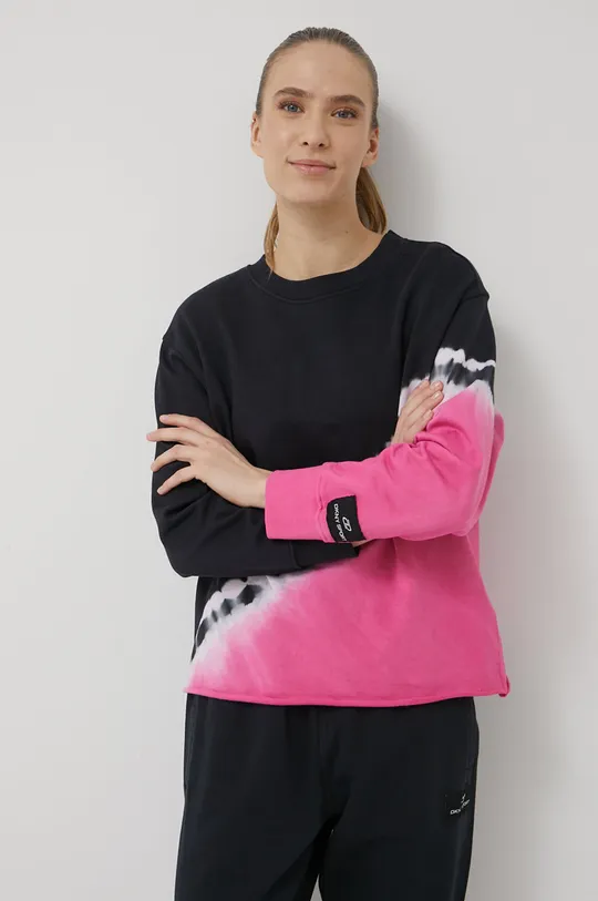 Βαμβακερή μπλούζα DKNY ροζ
