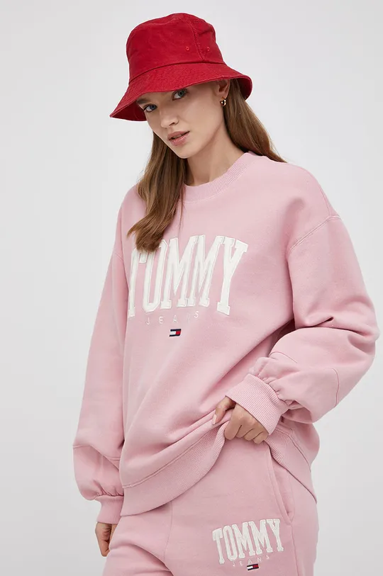 roza Dukserica Tommy Jeans Ženski