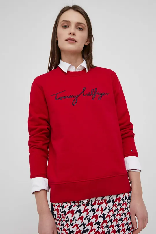 κόκκινο Tommy Hilfiger - Βαμβακερή μπλούζα Γυναικεία