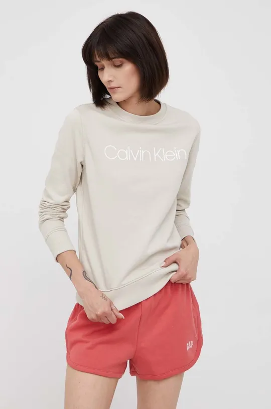 μπεζ Βαμβακερή μπλούζα Calvin Klein Γυναικεία