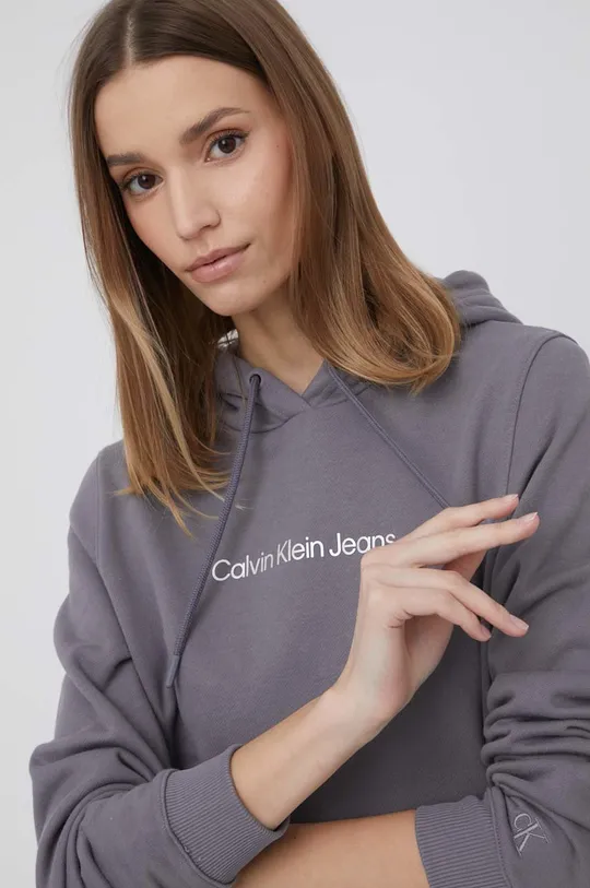 γκρί Βαμβακερή μπλούζα Calvin Klein Jeans Γυναικεία