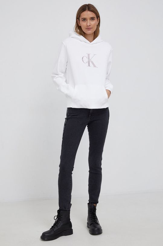 Bavlněná mikina Calvin Klein Jeans bílá