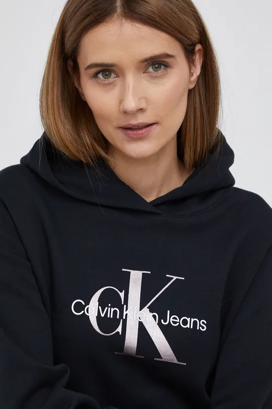 čierna Bavlnená mikina Calvin Klein Jeans Dámsky
