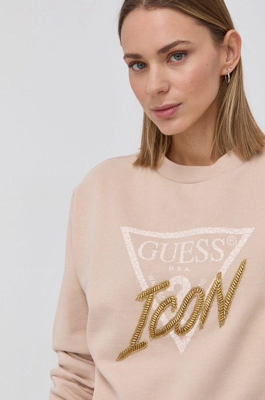 μπεζ Βαμβακερή μπλούζα Guess